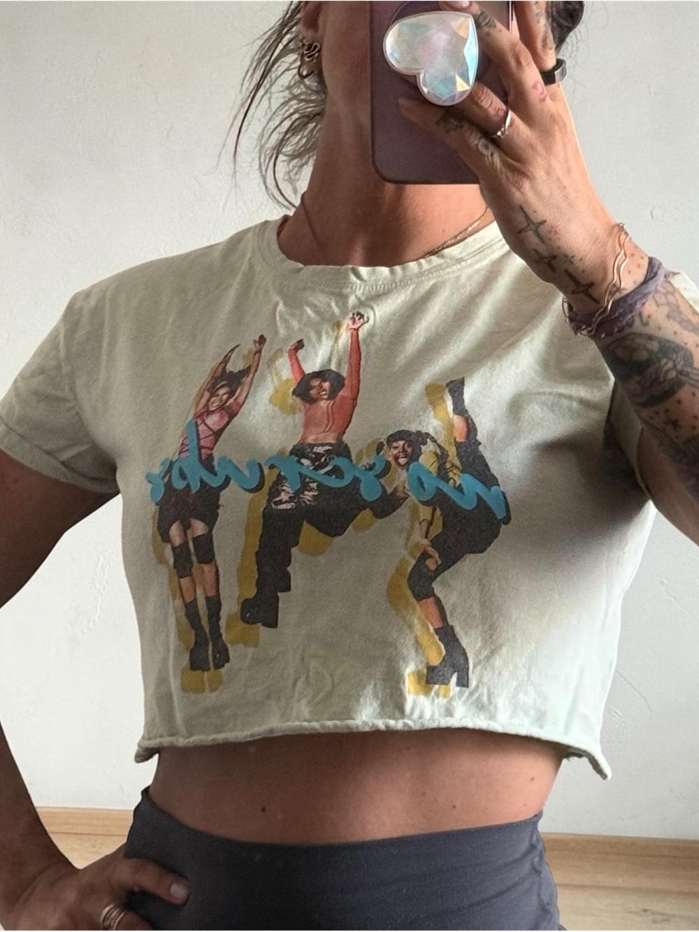 Cropped Vintage Graphic TLC Women’s Tee in Light Green